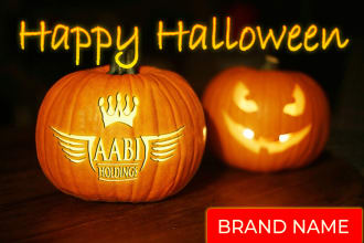 create halloween logo carving on a pumpkin fast