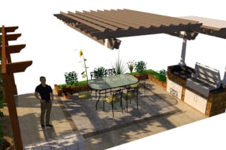 design your garden, backyard, patio, terrace 3d realistic landscape