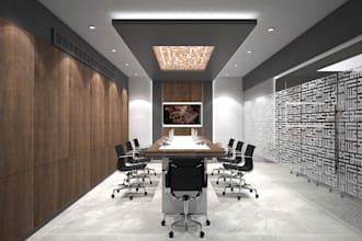 design or render realistic 3d interior office design, in sketchup