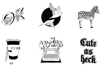 draw minimalist black and white illustrations