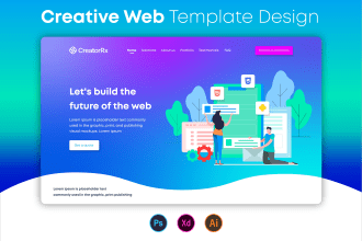 design photoshop web template or PSD website landing page UI UX