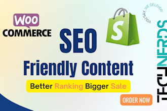 write SEO friendly content on shopify woo commerce stores