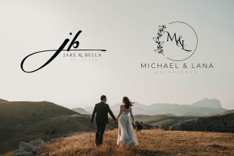 design modern wedding or photography watermark logo and monogram initials