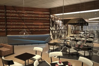 3d design or render restaurant interior render within a day