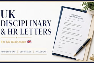 draft UK compliant disciplinary, grievance and HR letters