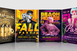 design stunning dj party, club ,sports or events flyers