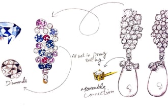 design colorful hand sketch jewelry in 24hrs