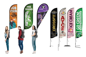 design flag, feather, bowhead, teardrop banners in 1 hours