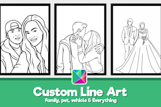 custom line art, stencil style or outline art