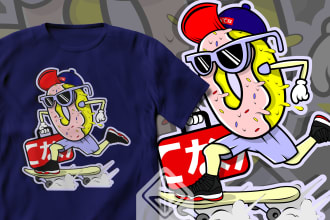 make eyecatching cartoon tshirt design for merch or brand