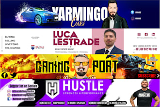 design youtube channel gaming banner and logo