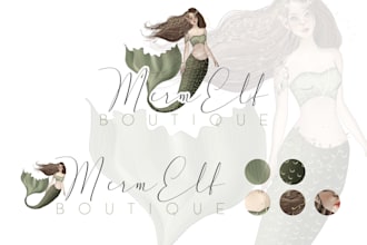 design mermaid drawing illustration logo
