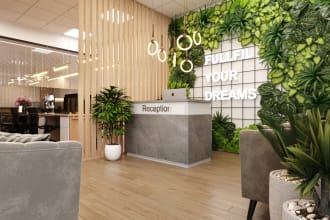 design office interior design 3d modeling and modern rendering