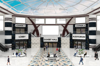 create exhibition hall auditorium or lounge area
