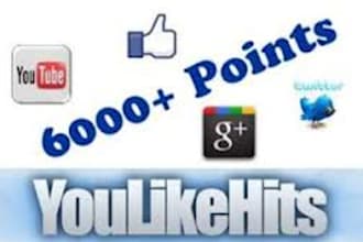 [level 2] give you 5,000++ points YouLikeHits with new account in 24hrs