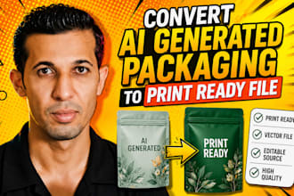 redesign ai generated packaging design into print ready vector with dielines