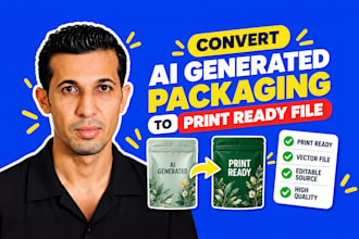 redesign ai generated packaging design into print ready vector with dielines