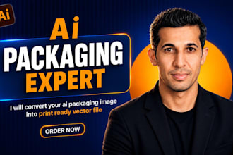 redesign ai generated packaging design into print ready vector with dielines