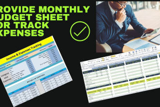 provide a monthly personal budget sheet for track expenses