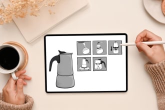 draw vector line art for your manual product in 1 day