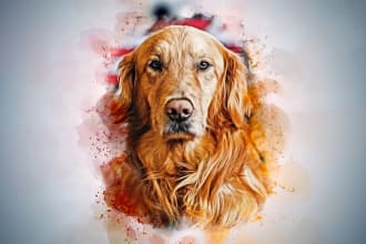 create realistic portrait illustration your pets