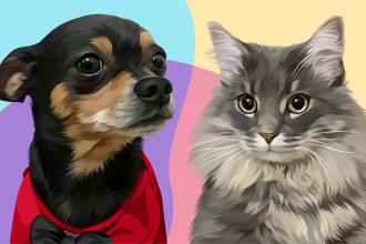 draw amazing vector cartoon for your animal pet in 24 hours