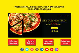 design professional or unique social media banner or cover or poster ads
