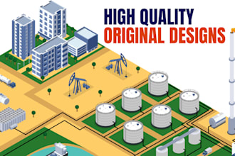 create vector isometric illustration for website and app