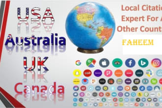 create your business 350 local citation or local SEO for usa uae uk canada india