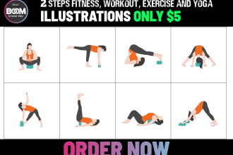 draw exercise, workout, yoga, medical,  etc manual illustration
