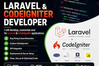 develop, customize, and fix laravel or codeigniter web applications