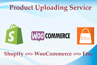 upload products to shopify, woocommerce, and etsy store