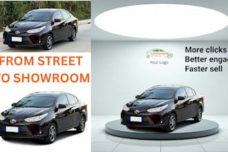 do car photo editing background removal and vehicle replacement