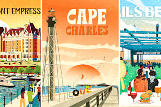 do a minimalist travel poster illustration