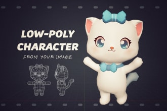 create 3d cartoon low poly character from image in blender