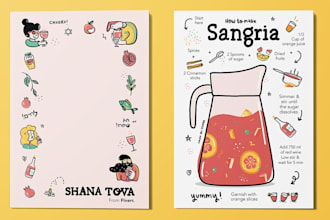 design a custom card with hand drawn illustrations