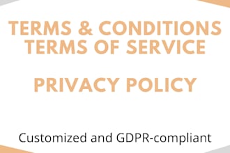 write your terms and conditions and privacy policy