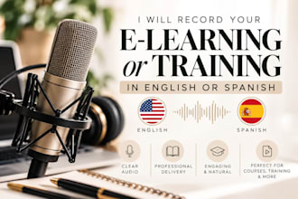 record your english or spanish e learning or training