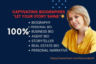 write professional biography, bio, business bio, personal narrative,storytelling