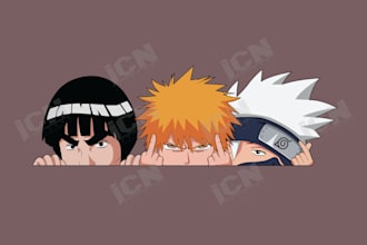 create anime peeker sticker vector designs for your merch