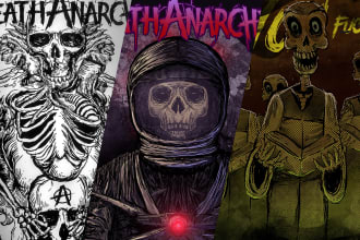 draw a dark brutal macabre illustration