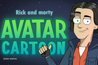 draw your portrait in the style of rick and morty cartoon