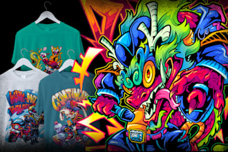 design epic cartoon illustration for clothing line merch