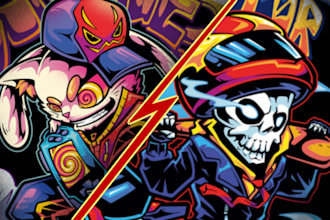 design epic cartoon illustration for clothing line merch