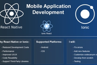 develop hybrid mobile app, cross platform using ionic or react native for you