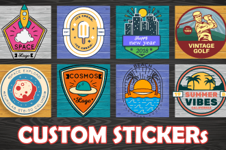 design sticker, vinyl, patch, badge, logo and decal