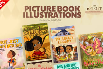 draw cute children story book illustration and coloring book