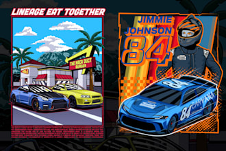 draw automotive car illustration vector tshirt merch design