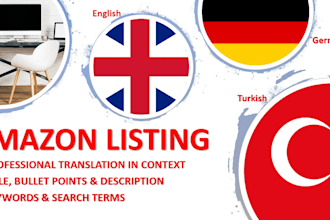 translate your amazon, ebay, and other listings into german, turkish or english