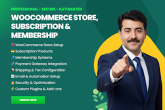create woocommerce store, subscription and membership